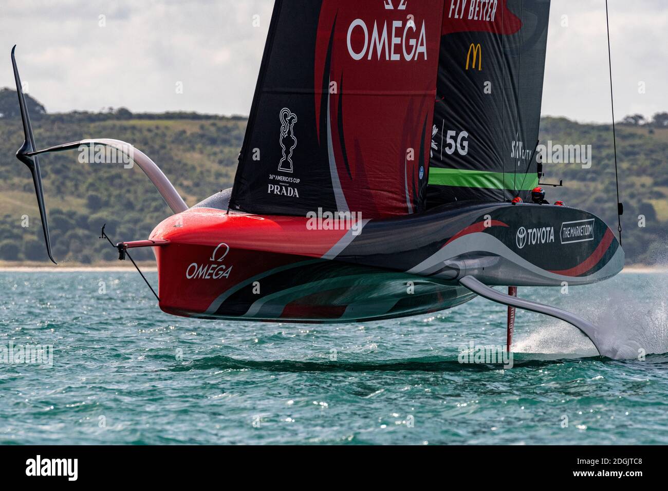 Peter Burling at the helm of Emirates Team New Zealand s AC75 Te