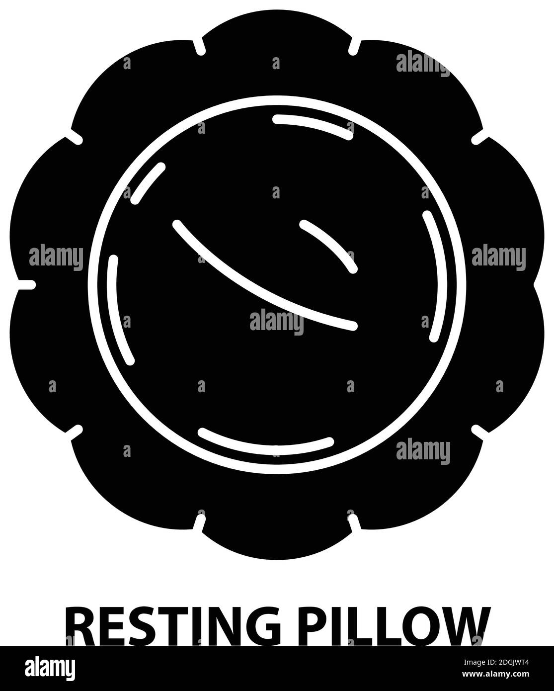 resting pillow icon, black vector sign with editable strokes, concept