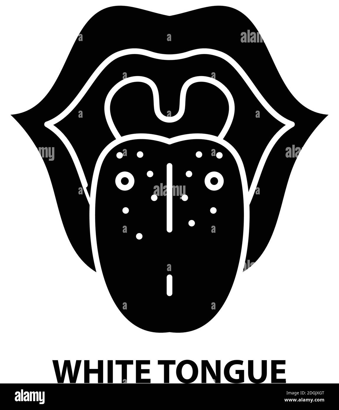 white tongue icon, black vector sign with editable strokes, concept illustration Stock Vector