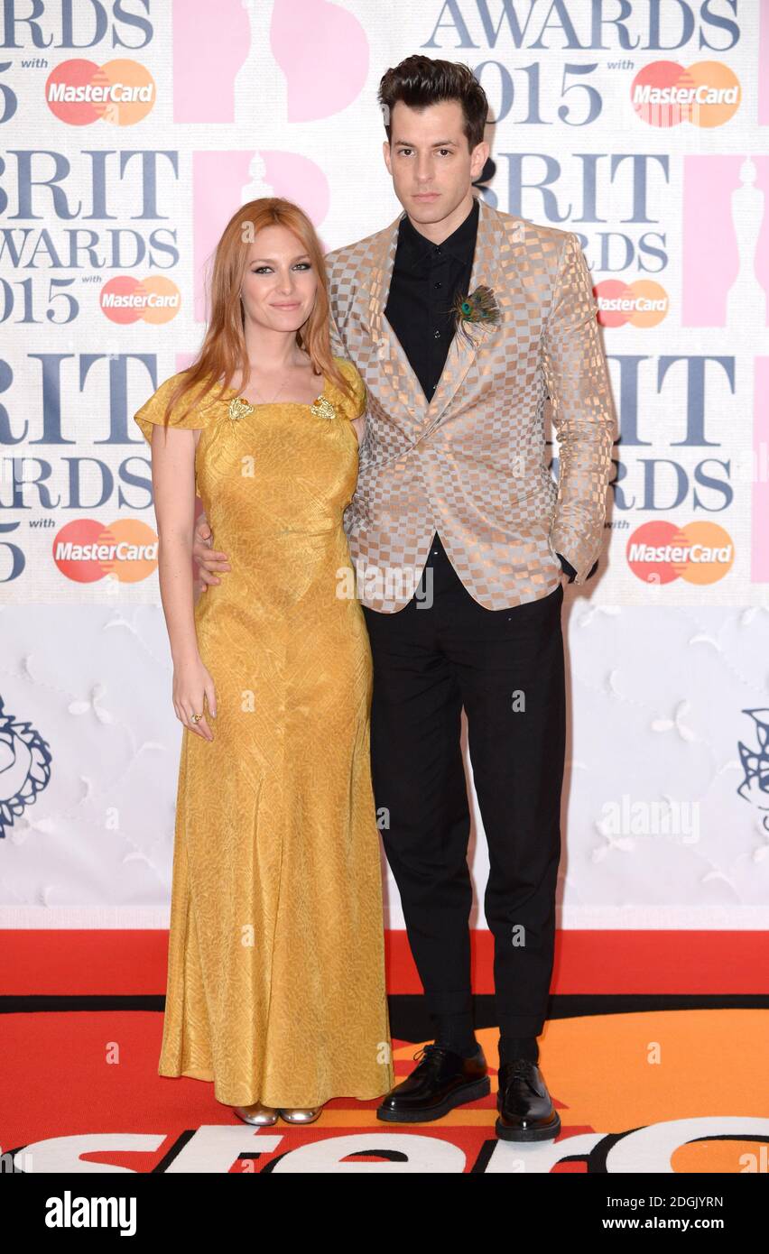 Mark Ronson and Josephine de La Baume attending the Brit Awards 2015 with MasterCard held at The O2 Arena, London Stock Photo