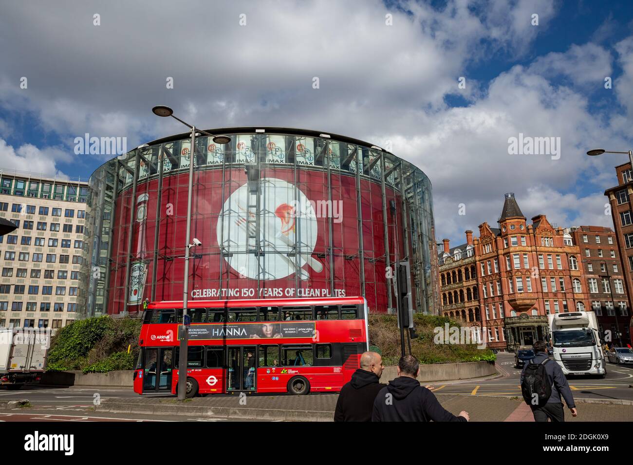 London, UK, March 25, 2019: The Odeon BFI IMAX cinema round exterior in Waterloo, London, England, UK Stock Photo