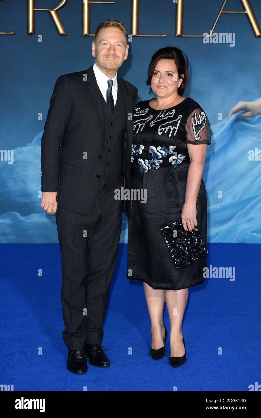 Director Kenneth Branagh and wife Lindsay Brunnock attends the UK Premiere of Disney's Cinderella held at the Odeon cinema in Leicester Square, London Stock Photo