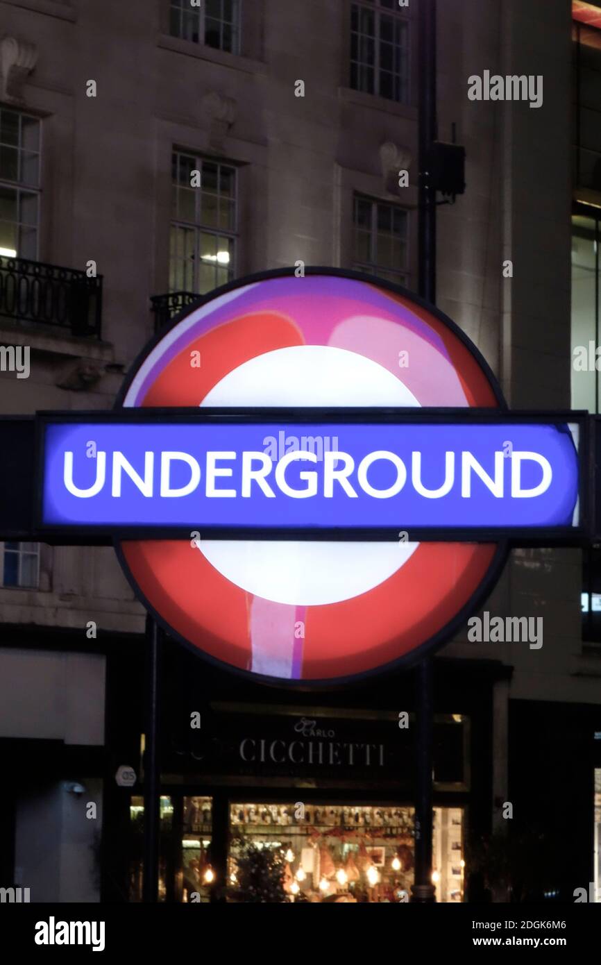 Piccadilly Circus Underground Sign. Stock Photo