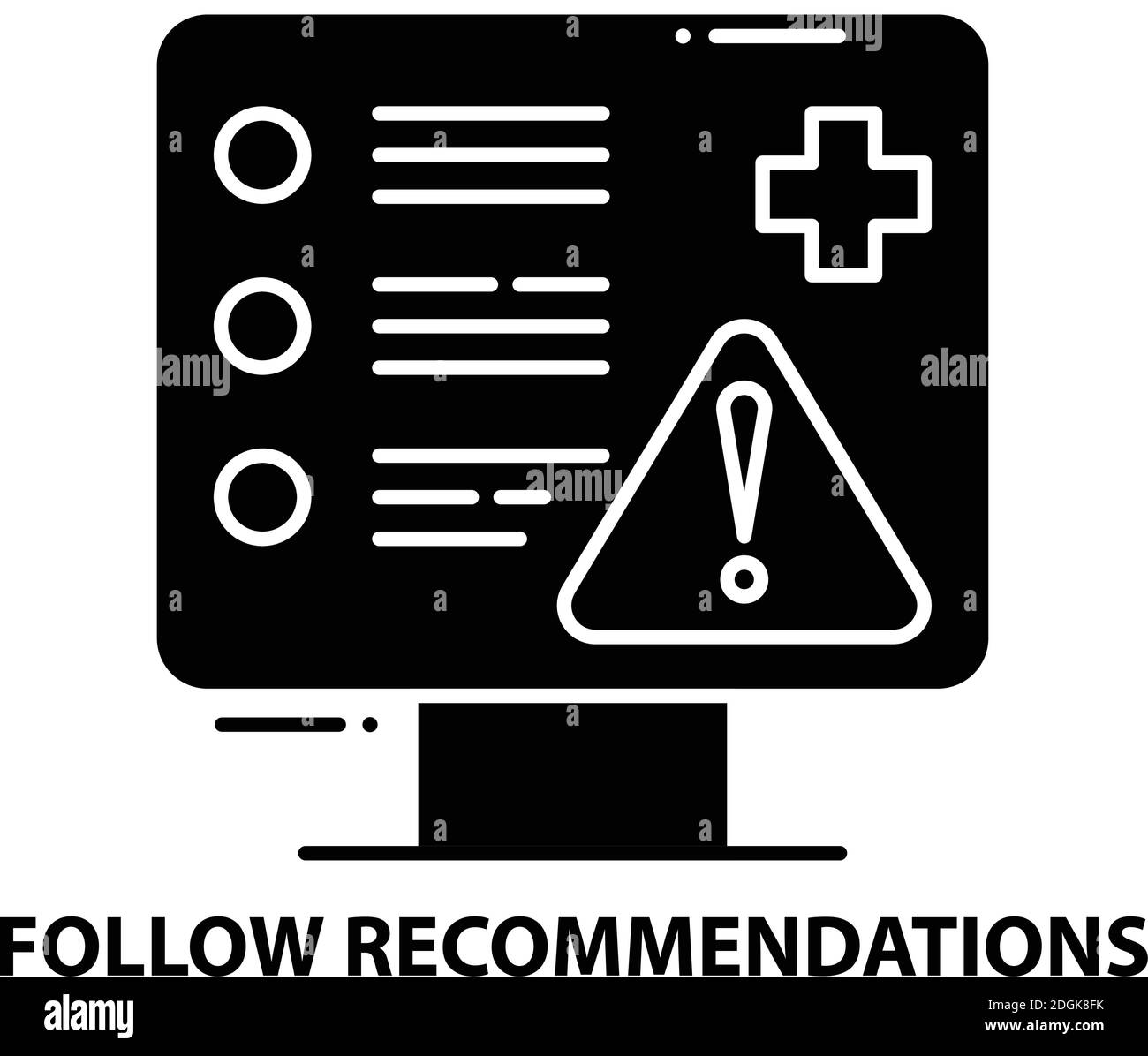 follow recommendations icon, black vector sign with editable strokes ...