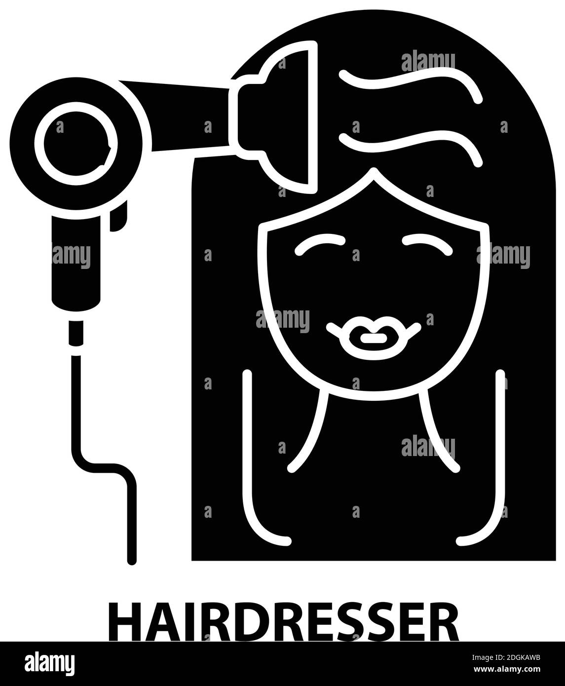 hairdresser icon, black vector sign with editable strokes, concept illustration Stock Vector