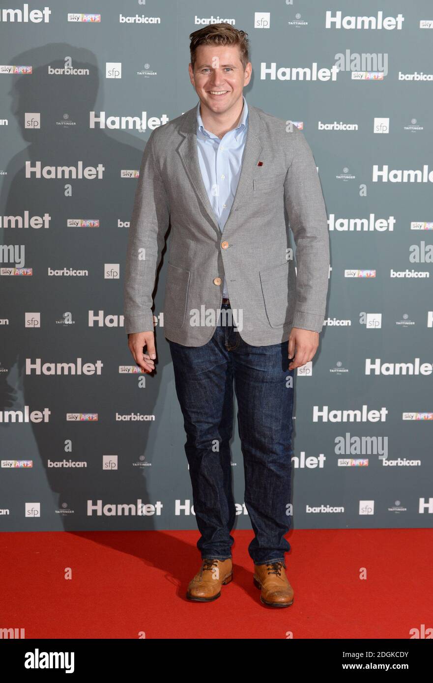 Allen Leech arriving at the opening night of Hamlet starring Benedict Cumberbatch at the Barbican Theatre, London  Stock Photo