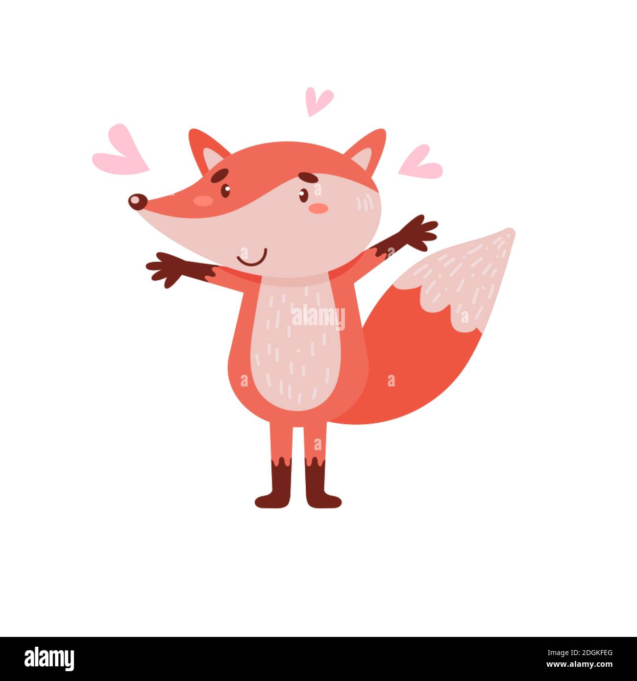 Happy fox. Simple illustration on an isolated background. Can be used as a design for office supplies, prints on clothes. Stock Vector