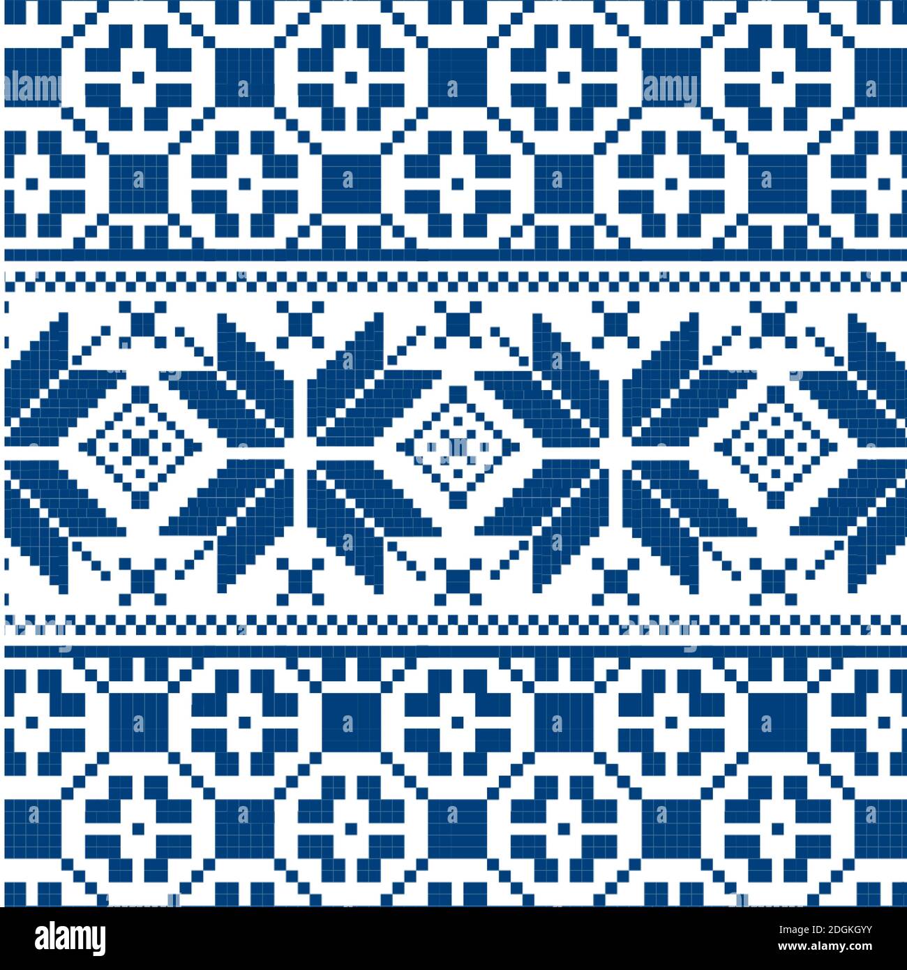 Knitted Christmas seamless pattern in blue. Stock Vector