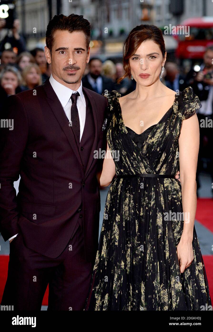Colin Farrell and Rachel Weisz attending the BFI London Film Festival official screening for The Lobster, held at the Vue Cinema, Leicester Square, London. Photo Credit should read Doug Peters/EMPICS Entertainment Stock Photo