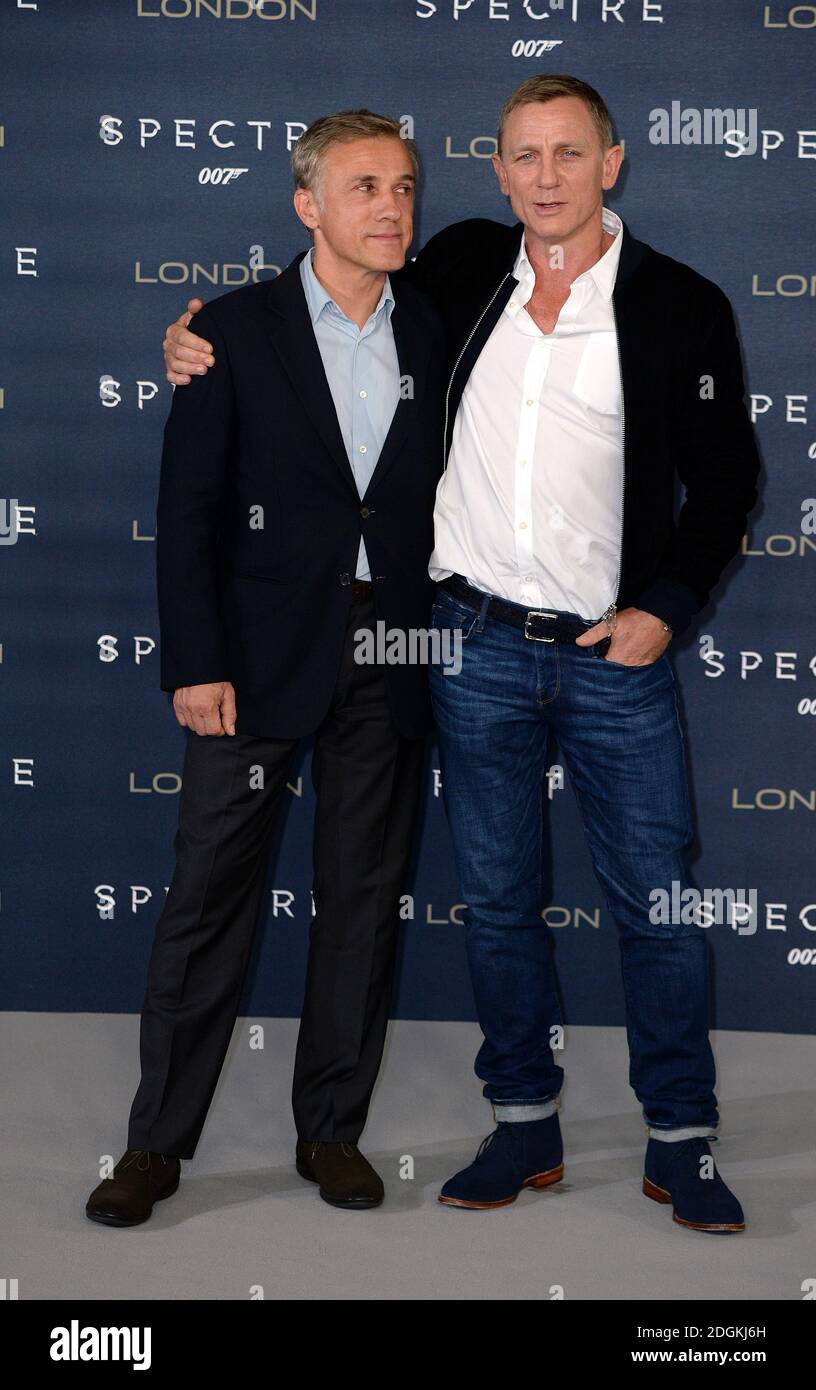 Christoph Waltz and Daniel Craig attending the Spectre photocall, held ...