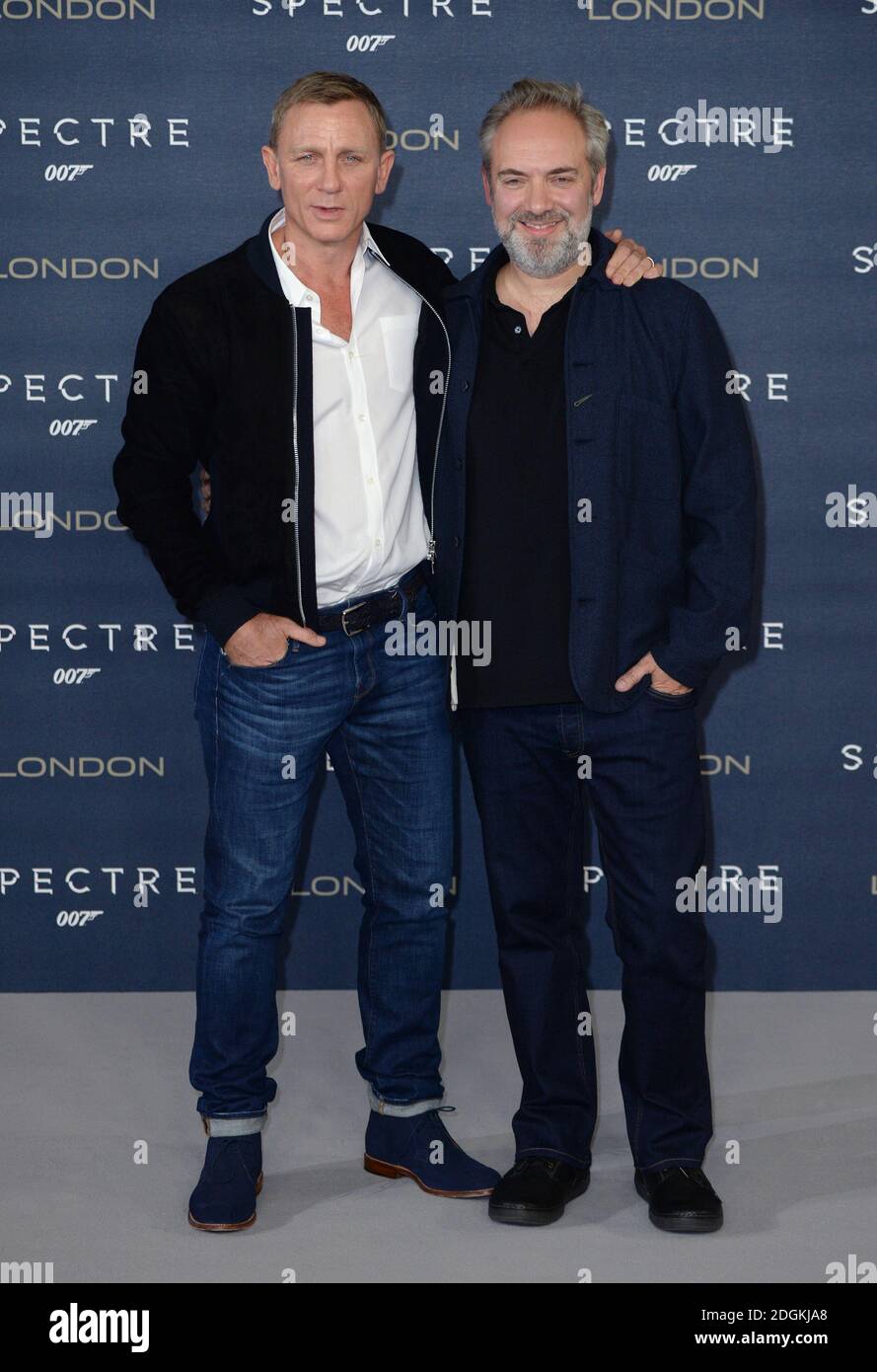 Daniel Craig and Sam Mendes attending the Spectre photocall, held at ...