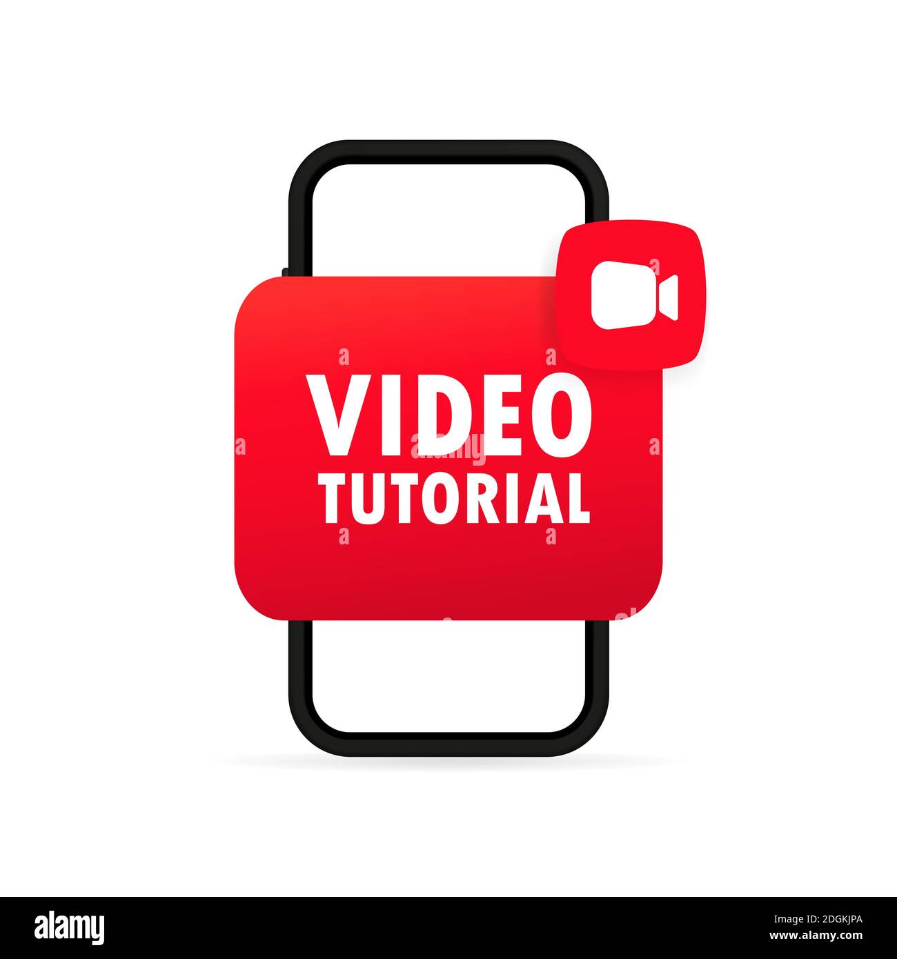 Video tutorials button. Watching webinar, streaming video online on smartphone. Vector on isolated white background. EPS 10. Stock Vector
