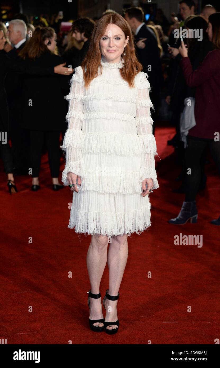 Julianne Moore attending the UK premiere of The UK Premiere of The Hunger Games: Mockingly Part 2 at the Odeon Leicester Square in London. Stock Photo