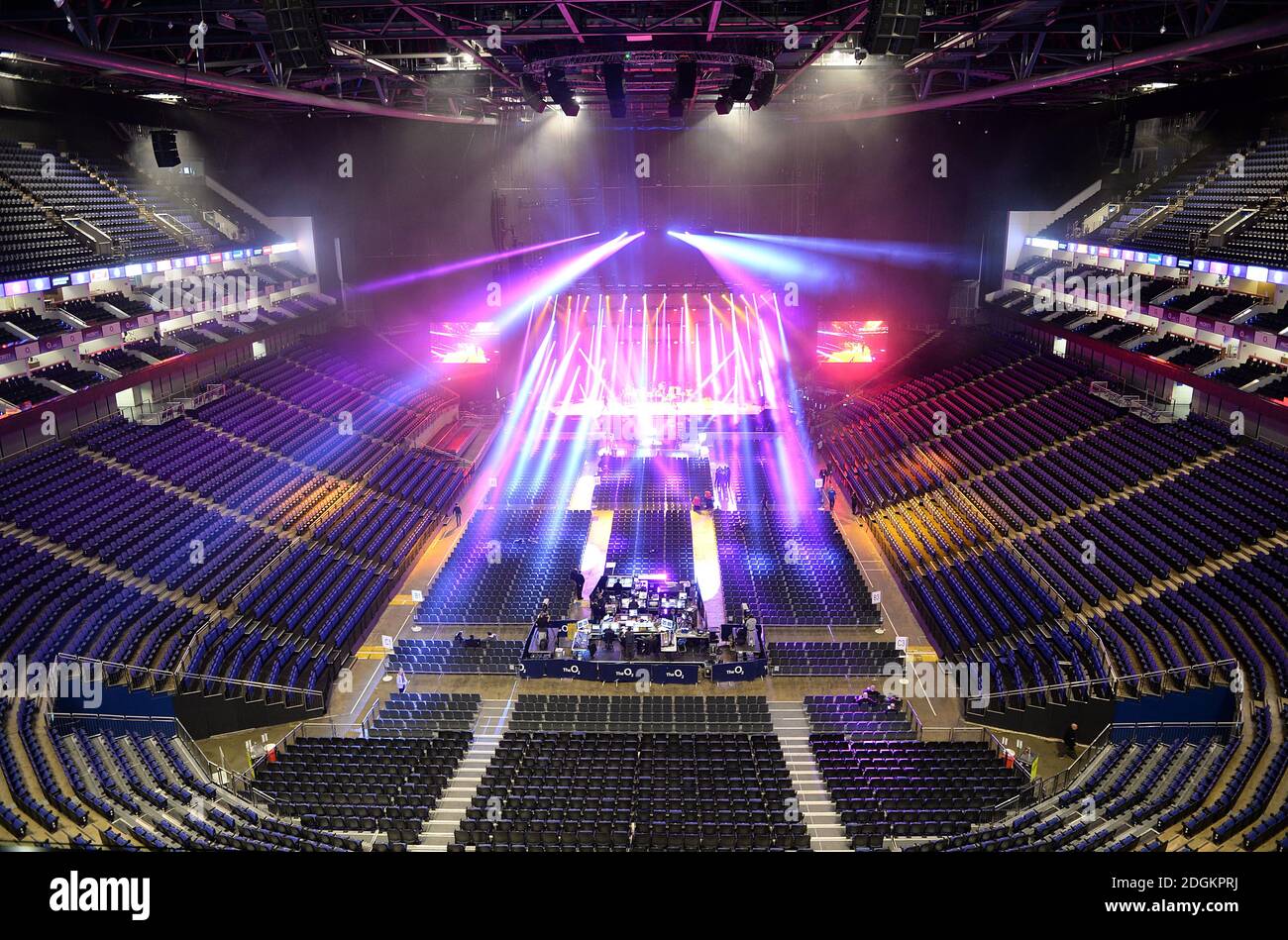 General view of the arena as the lights are tested on stage before the ...