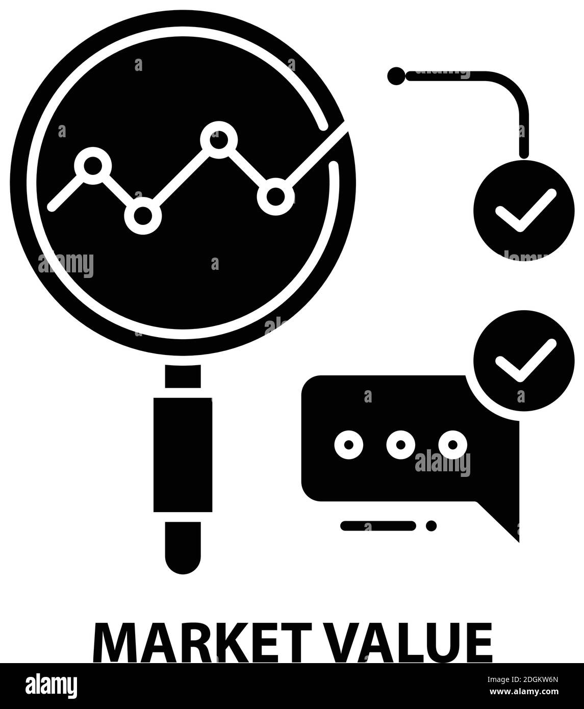 market value icon, black vector sign with editable strokes, concept