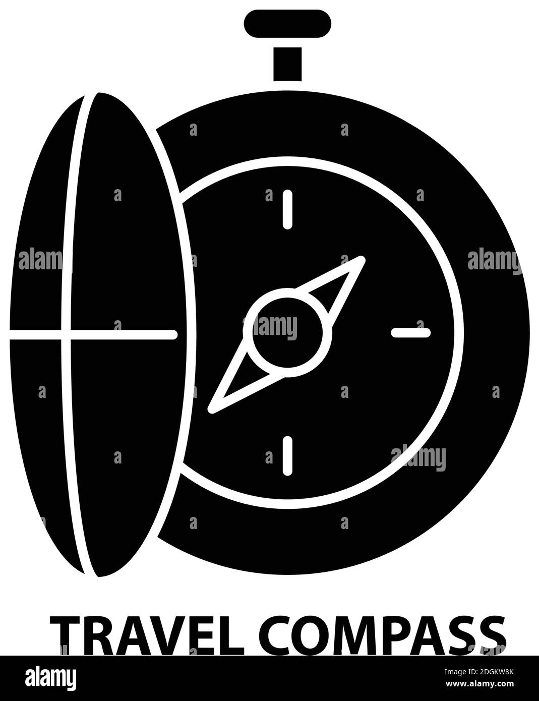 travel compass icon, black vector sign with editable strokes, concept illustration Stock Vector