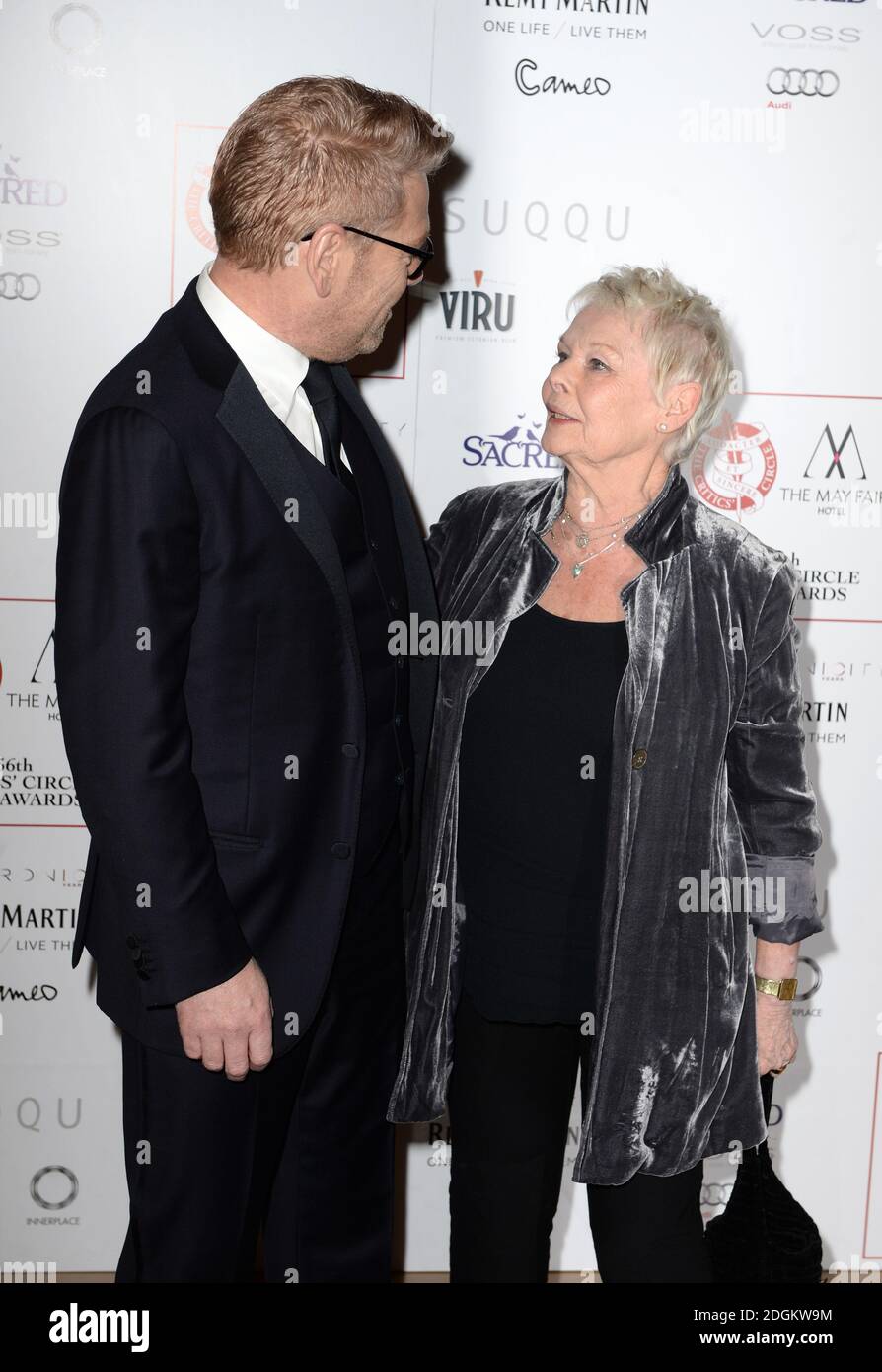 Kenneth Branagh and Dame Judi Dench arriving at the Critics Circle Film Awards 2016, the May Fair Hotel, London. Stock Photo