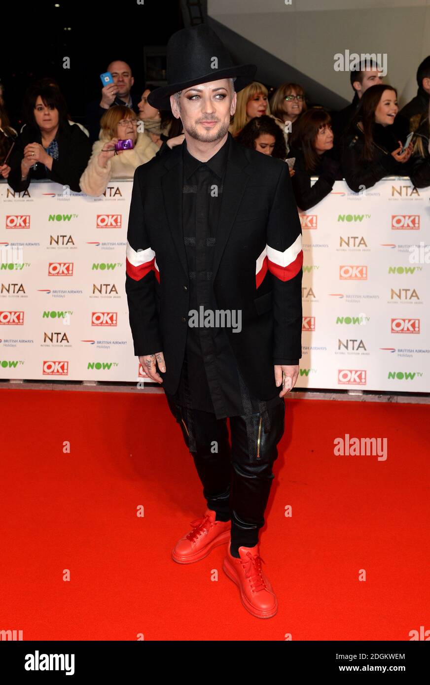Boy attending the National Television Awards 2016 at the O2 Arena, London Stock Photo Alamy
