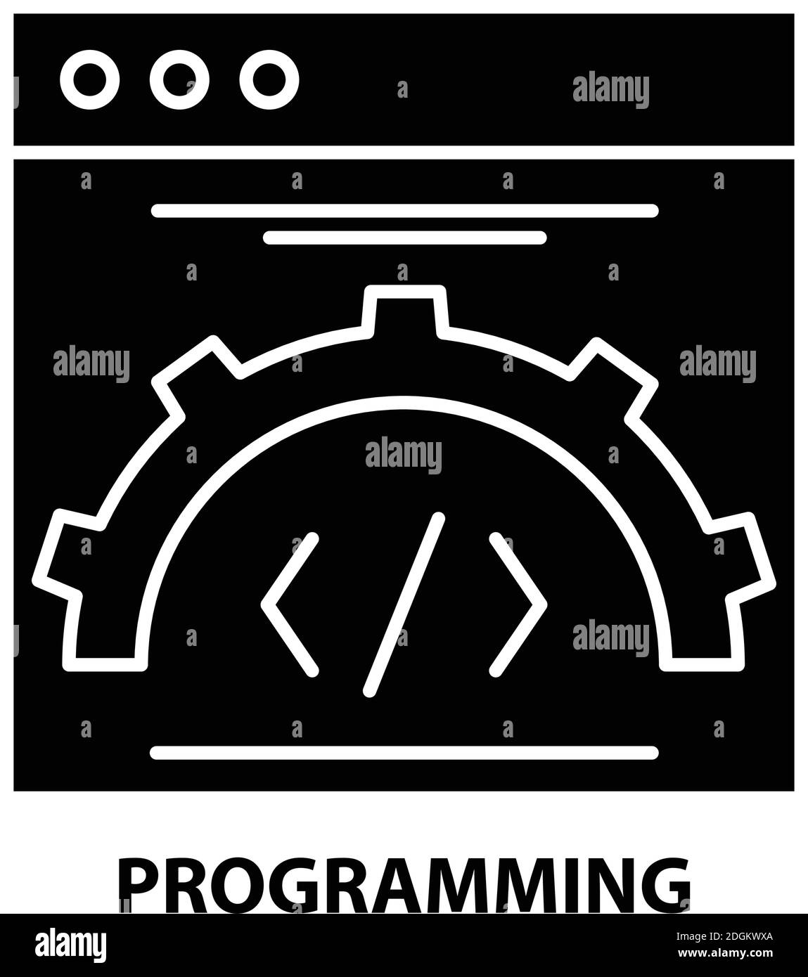 programming symbol symbol icon, black vector sign with editable strokes ...