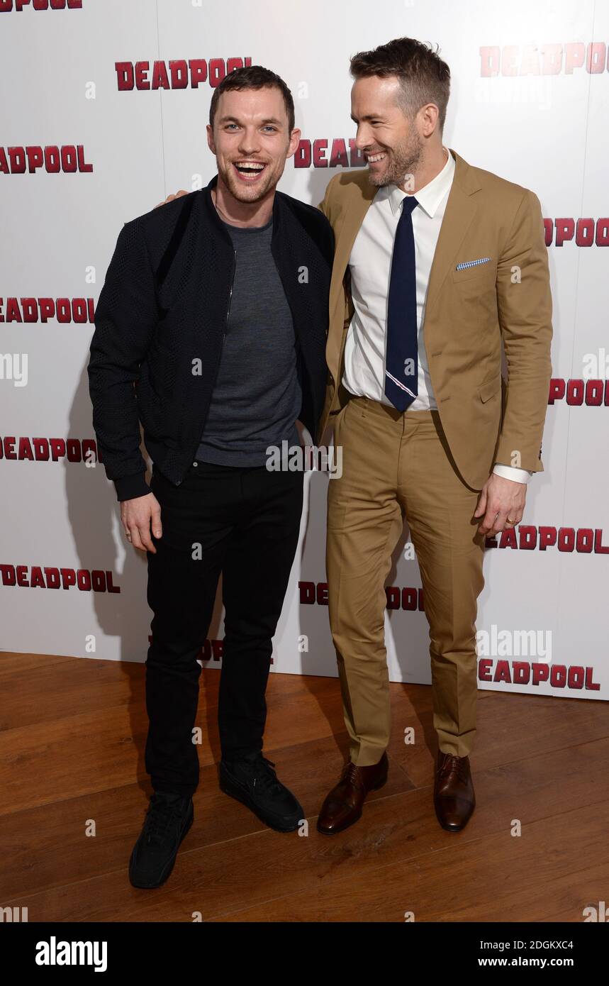 Ryan Reynolds and Ed Skrein attending a special Fan Screening of Deadpool,  The Soho Hotel, London. Picture credit should read Doug Peters EMPICS  Entertainment Stock Photo - Alamy