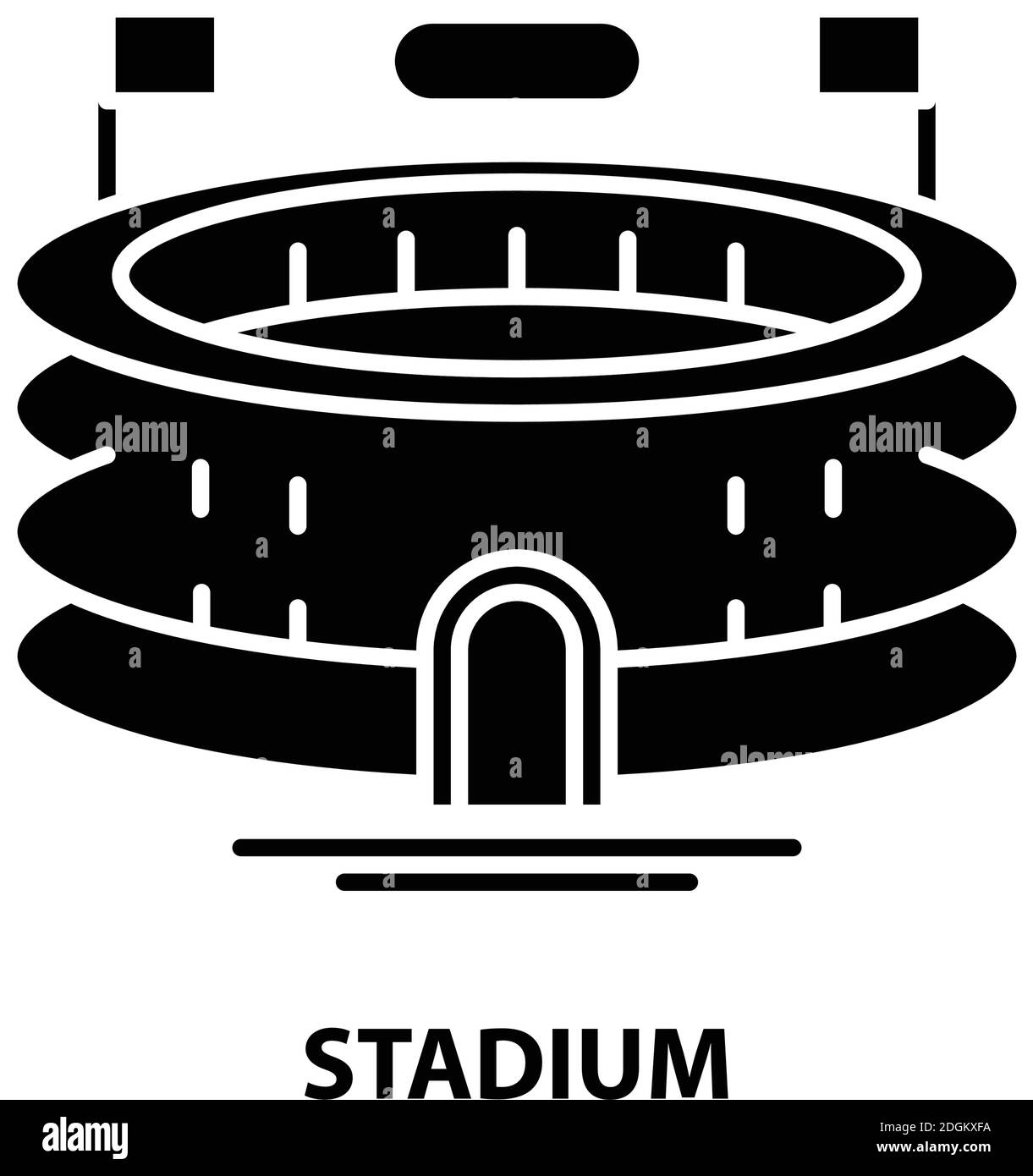 stadium symbol icon, black vector sign with editable strokes, concept ...
