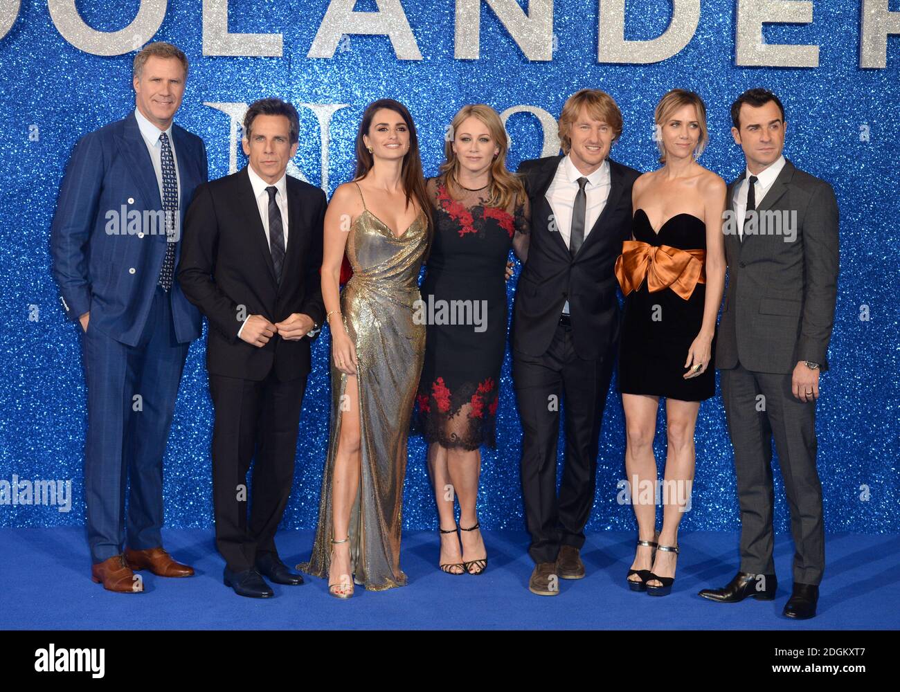 Will Ferrell, Ben Stiller, Penelope Cruz, Christine Taylor, Owen Wilson, Kristen Wiig and Justin Theroux attending the Zoolander 2 UK premiere, held at the Empire cinema, Leicester Square, London. Doug Peters/ EMPICS Entertainment. Picture date: Thursday February 4, 2016. Stock Photo
