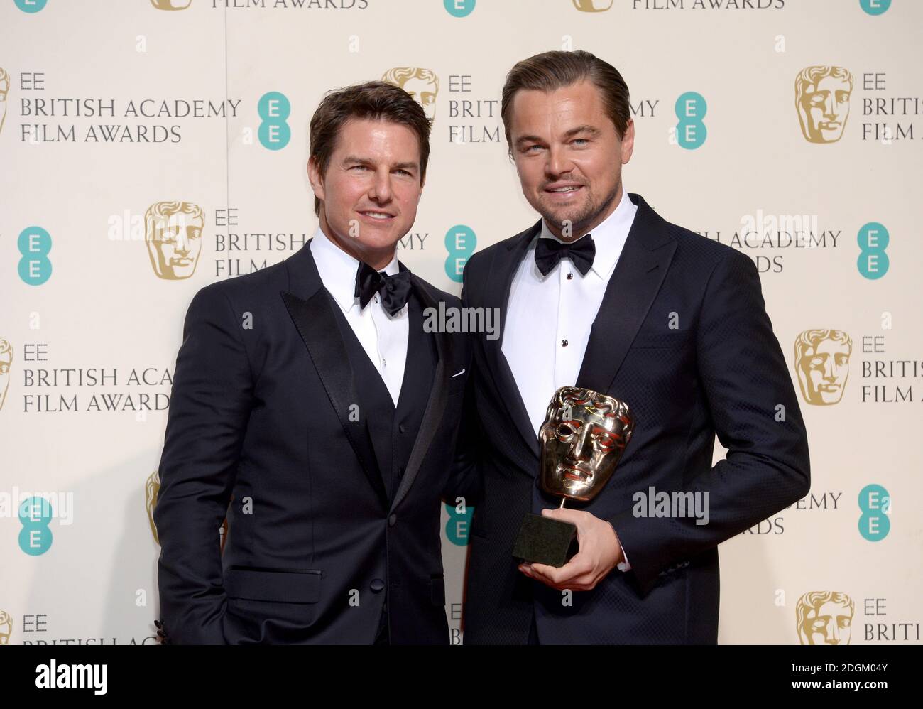 Tom Cruise and Leonardo DiCaprio with the BAFTA for Leading