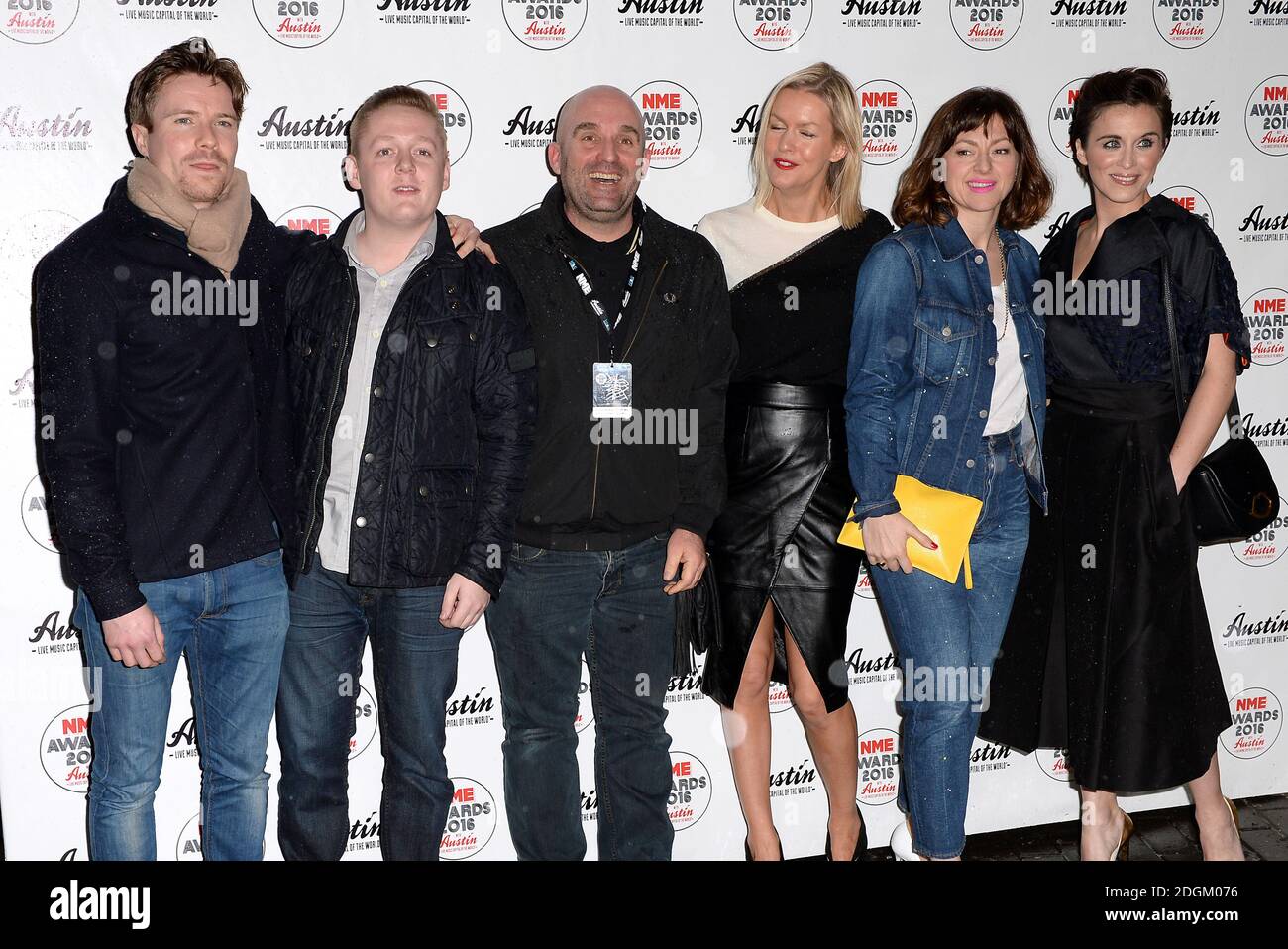 (L - R) Joe Dempsie, Tho,as Turgoose, Shane Meadows, Guest, Jo Hartley and Vicky McClure attending the NME Awards 2016 with Austin, Texas at the O2 Brixton Academy, London.  Stock Photo