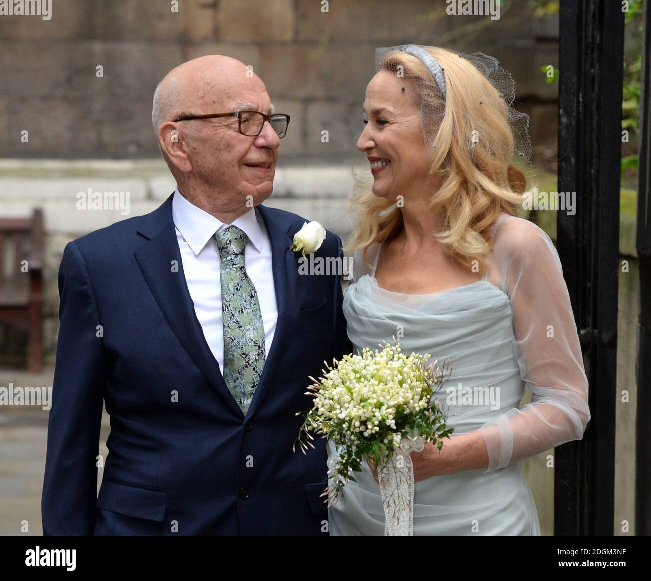 Rupert Murdoch and Jerry Hall leaving their Wedding Blessing at St Brides Church, Fleet St, London Stock Photo