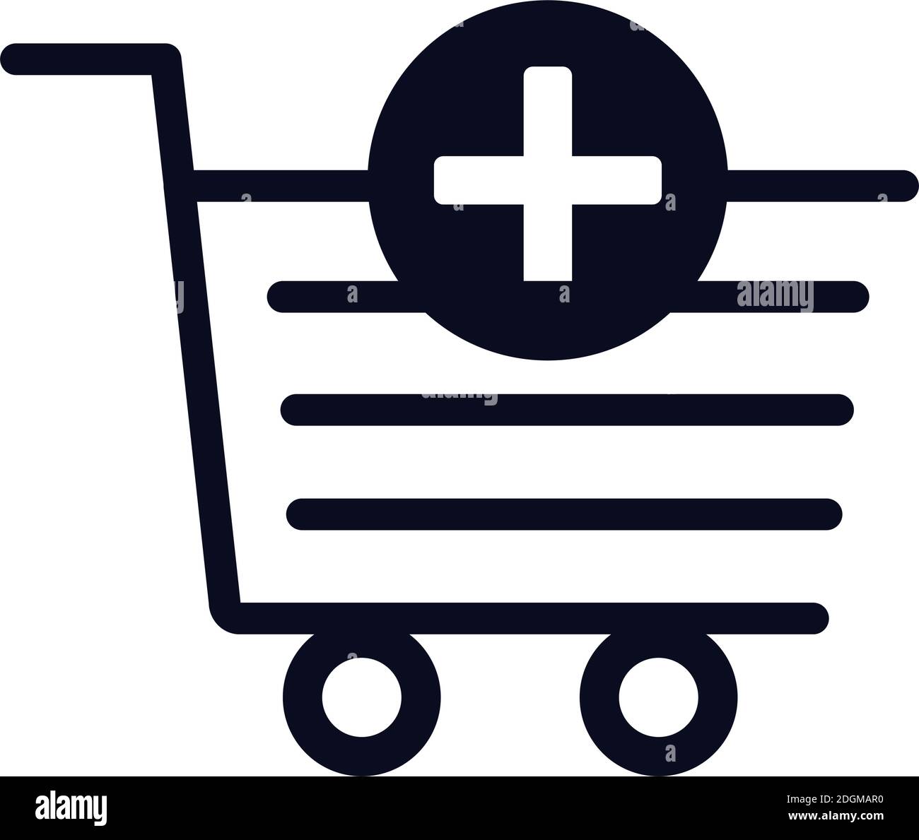 shopping cart trolley with horizontal lines , line style vector illustration design Stock Vector