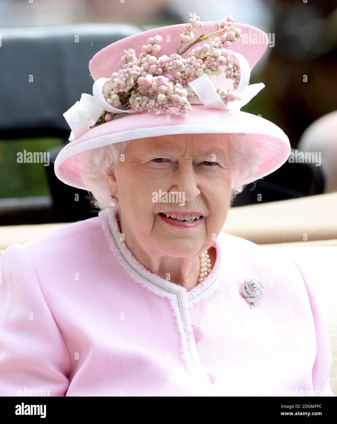 Queen Elizabeth II arriving for day two of Royal Ascot 2016, at Ascot Racecourse. Stock Photo