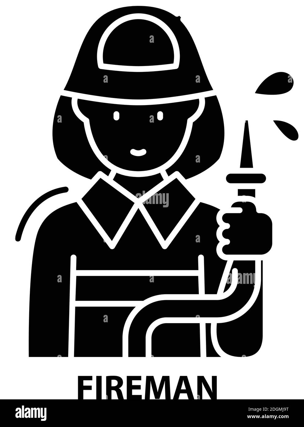 fireman icon, black vector sign with editable strokes, concept illustration Stock Vector