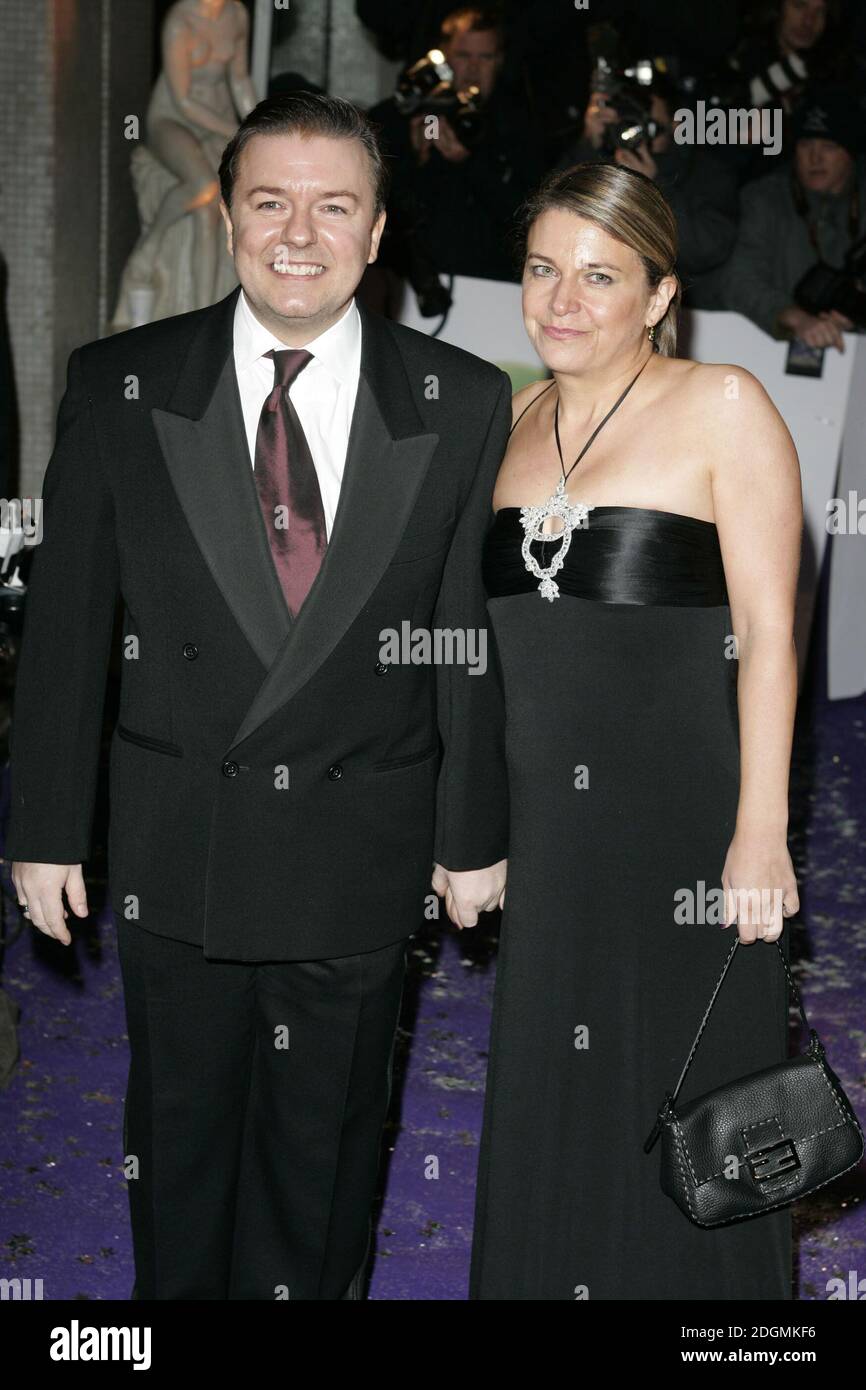 Ricky Gervais and partner Jane Fallon arriving at the 2005 Comedy