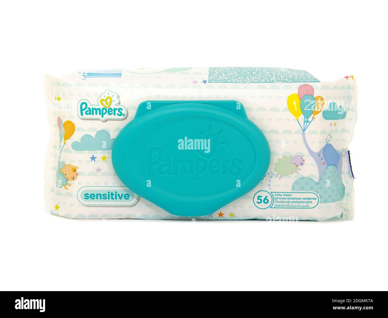 BUCHAREST, ROMANIA - July 4, 2016. Pampers Sensitive Baby Wipes Pack  isolated on white Stock Photo - Alamy