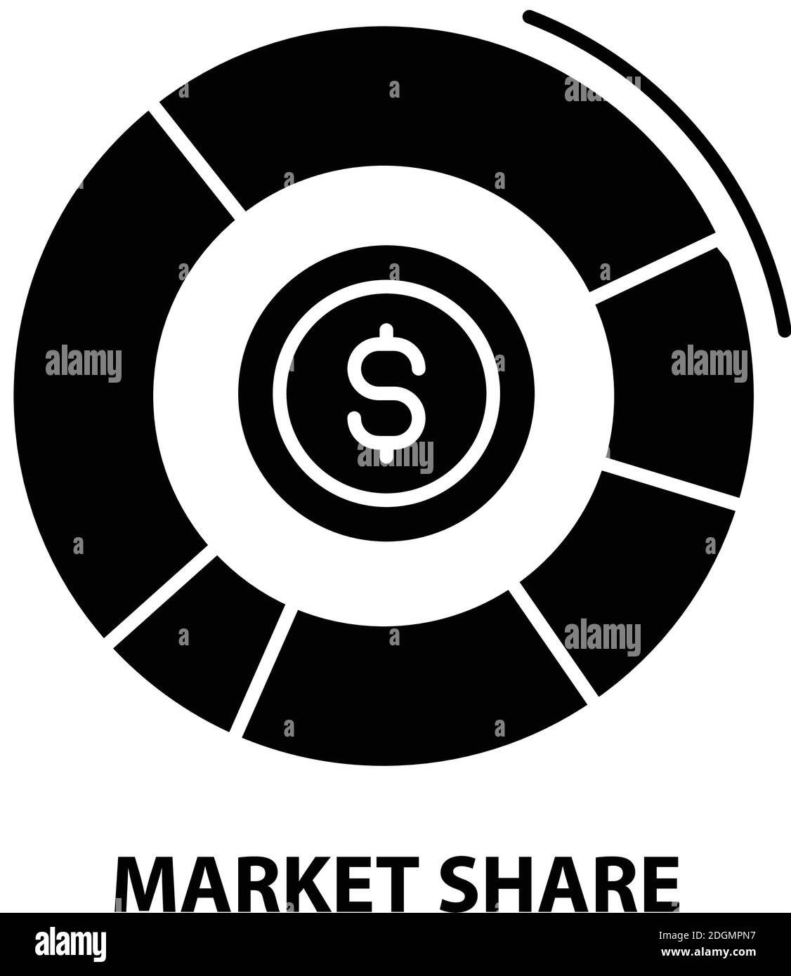 market share sign icon, black vector sign with editable strokes, concept illustration Stock Vector