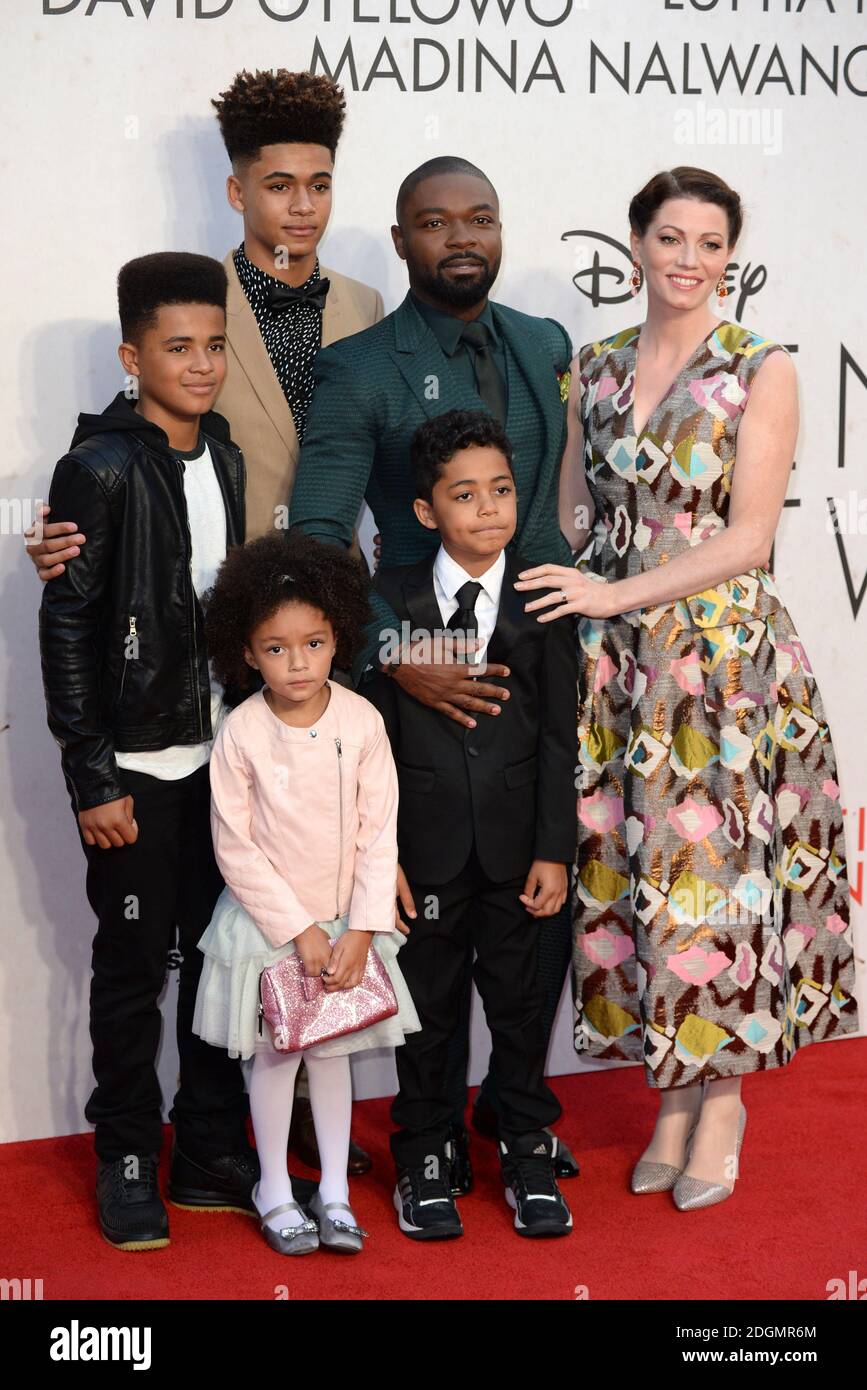 David Oyelowo, wife Jessica Oyelowo and family arriving at the Queen of
