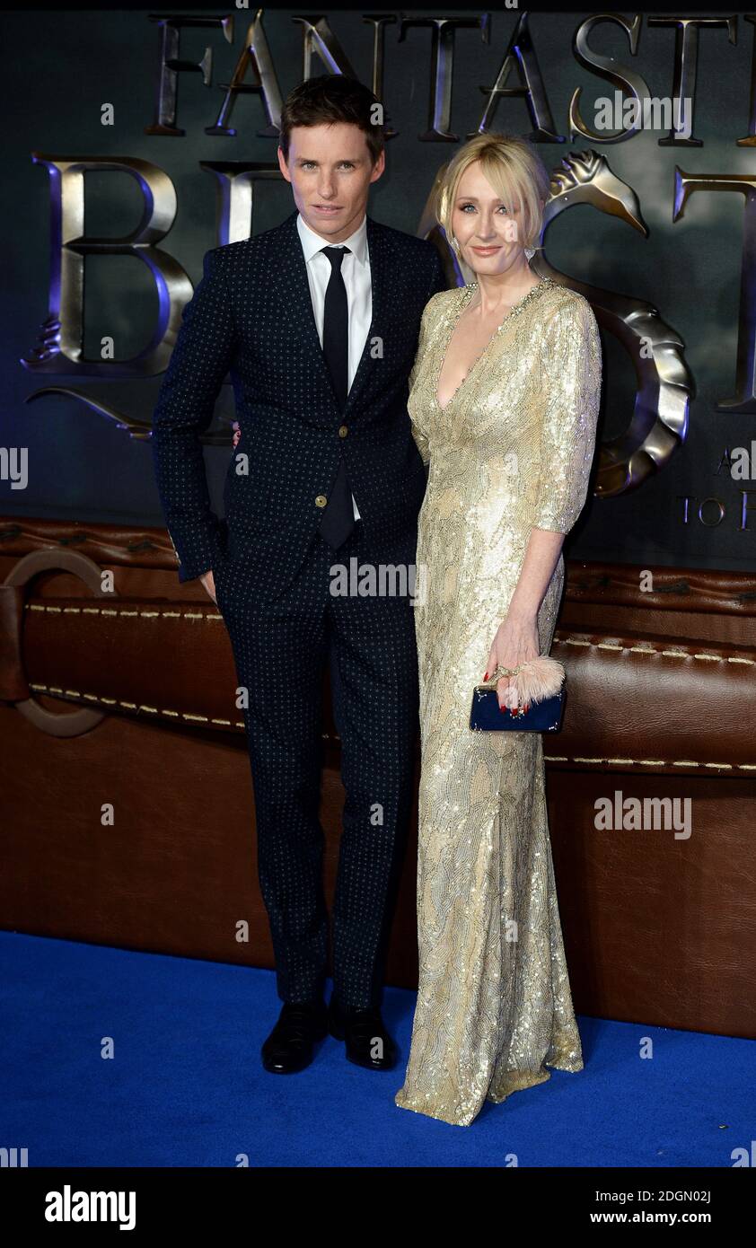 Eddie Redmayne and J. K. Rowling attending the European premiere of