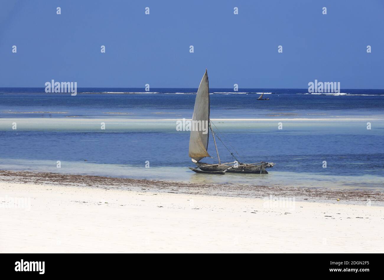 Boat at Diani Beach - Galu Beach - Kenya, Africa Stock Photo