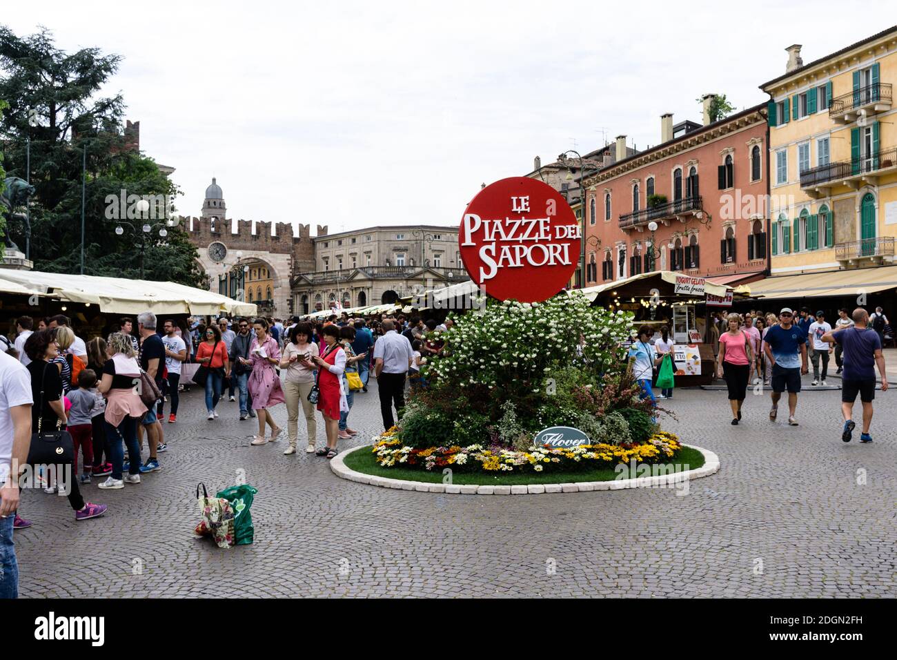 ITALY, ITALY - Dec 02, 2016: Le piazze de sapori market in italy, shot of the main square Stock Photo