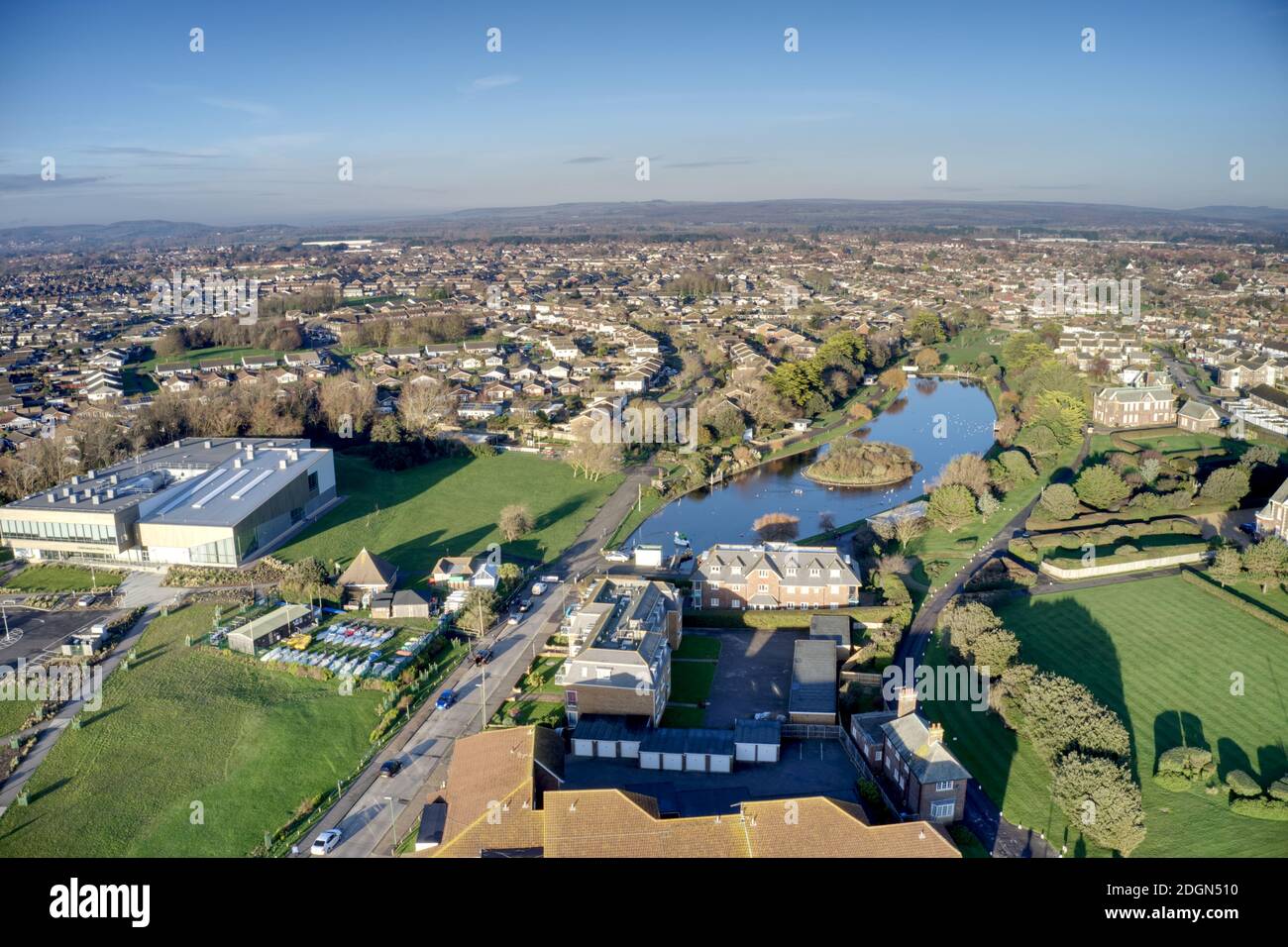 Aerial photo on the border between Littlehampton and Rustington. with