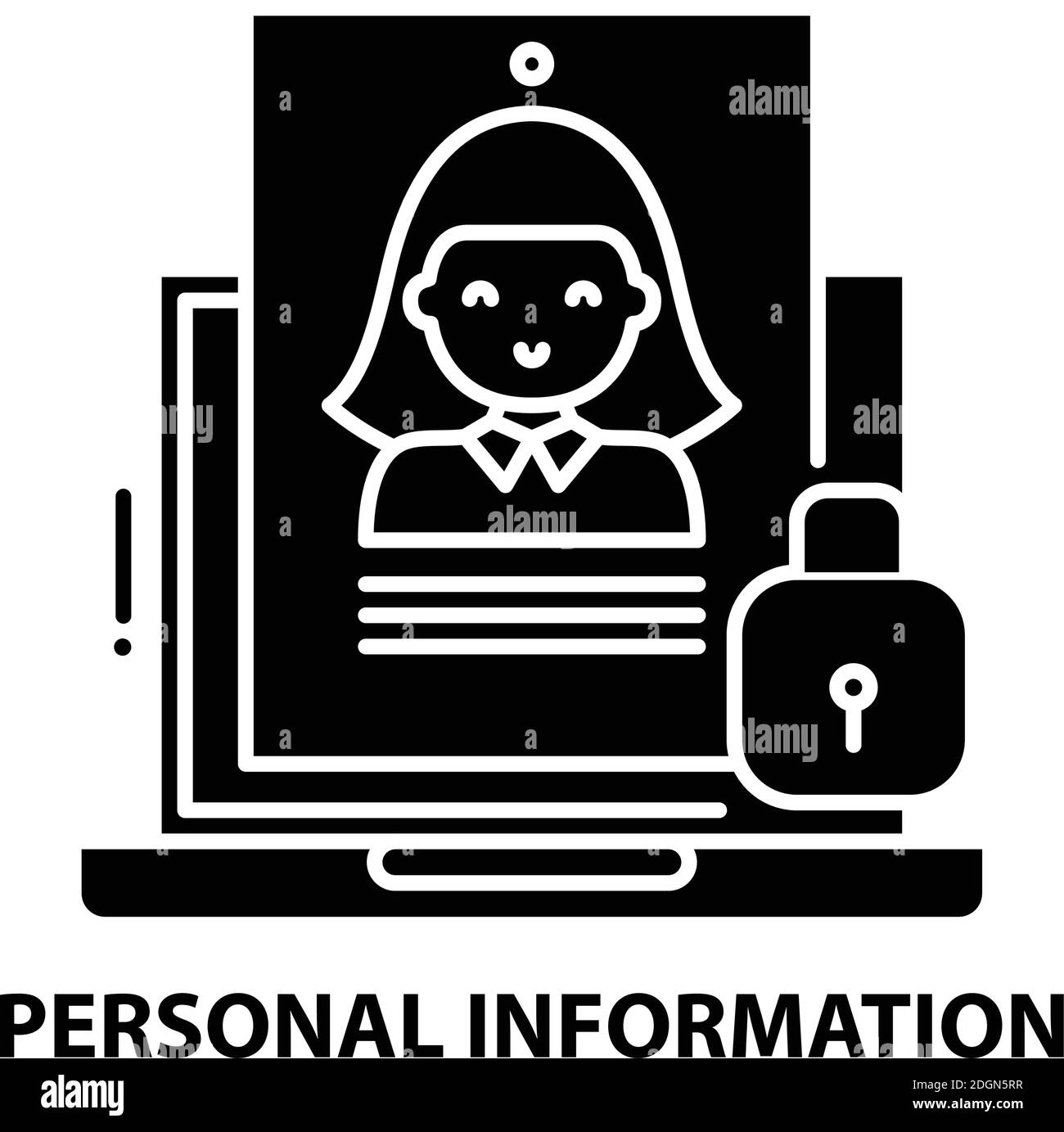 personal information icon, black vector sign with editable strokes