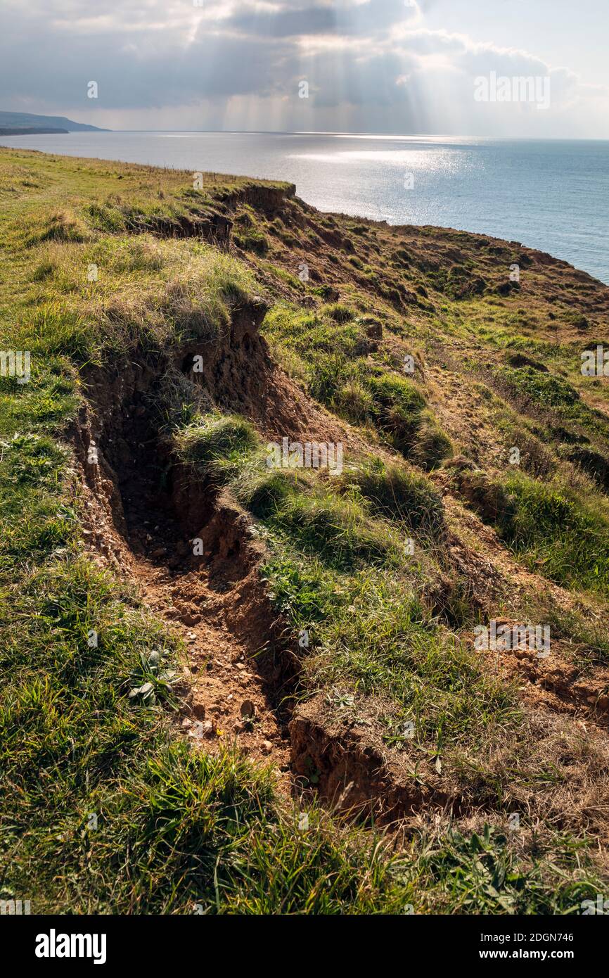 Cliff erosion at Brighstone Bay, Isle of Wight Stock Photo