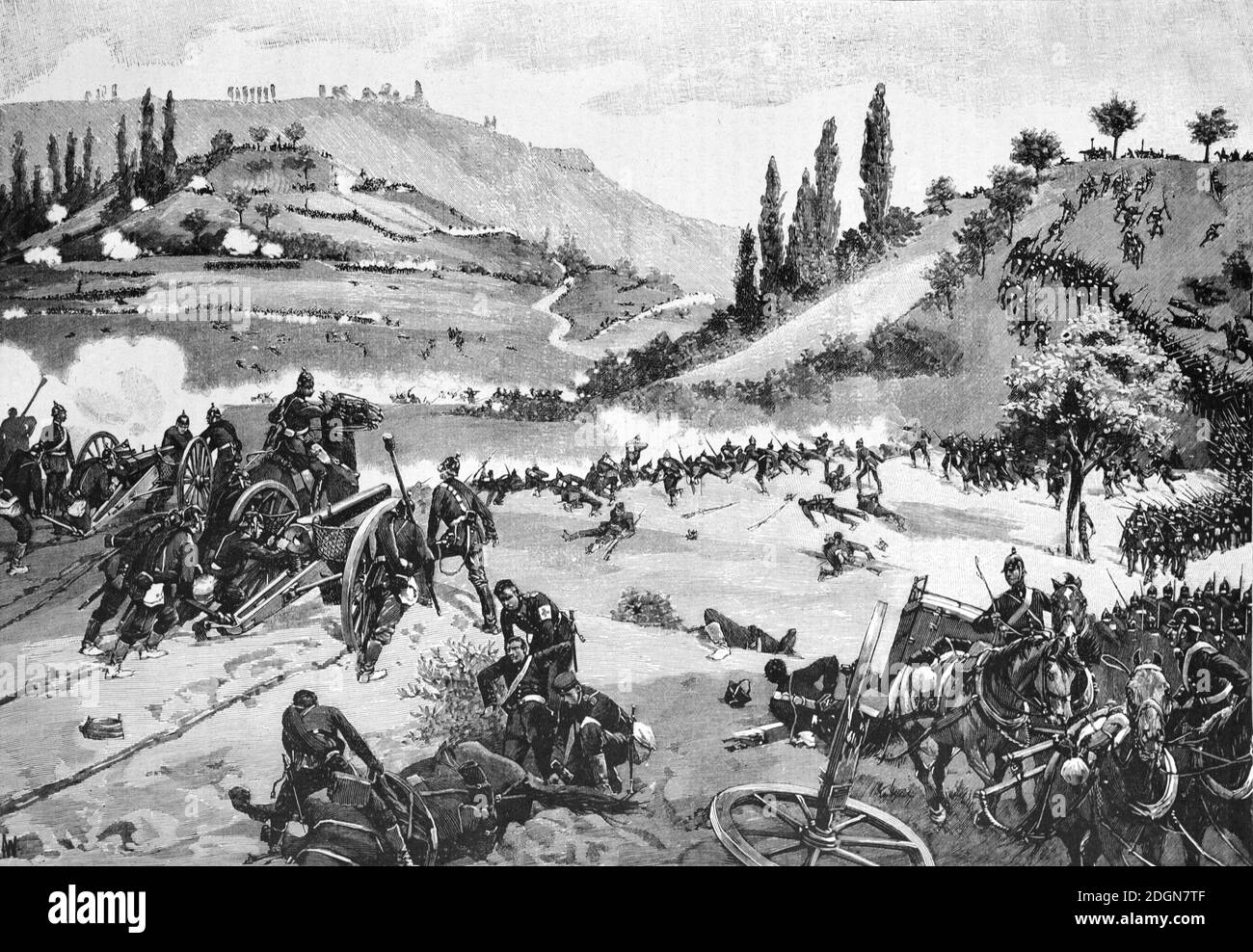Battle of Spicheren aka Battle of Forbach (6 August 1870) France during the Franco-Prussian War (Engr 1895) Vintage Illustration or Engraving Stock Photo