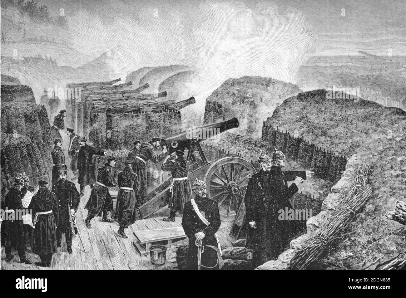 Siege of Paris 1870-1871 by Prussian Forces Commanded by Helmuth von Moltke the Elder during the Franco-Prussian War (Engr 1896) Vintage Engraving or Illustration Stock Photo