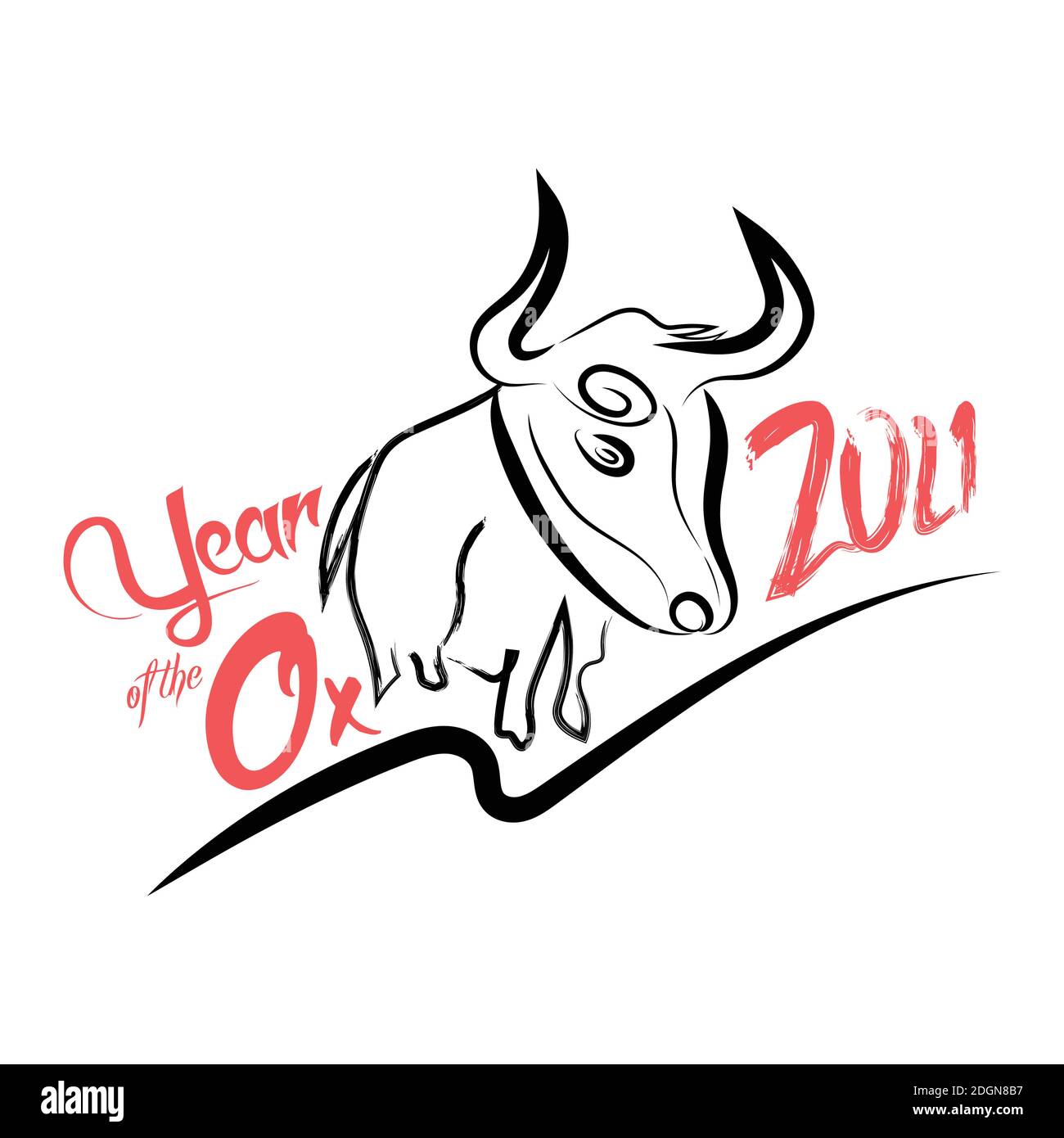 Chinese calligraphy for 2021 New Year of the ox, bull, cow. Lunar new ...