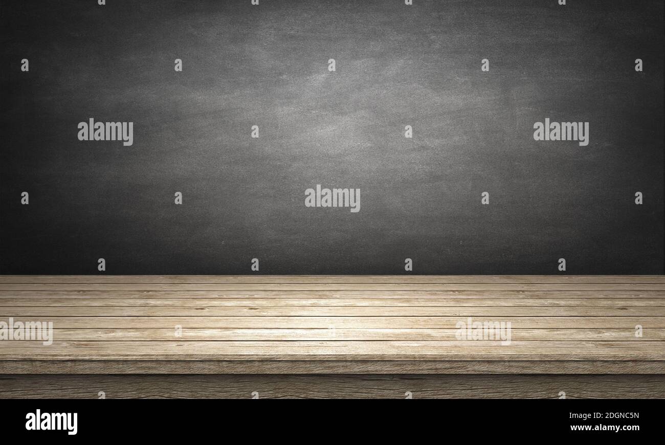 Rustic wooden table with grey background Stock Photo - Alamy