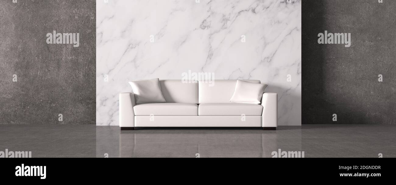 Modern living room with marble wall - Illustration Stock Photo - Alamy