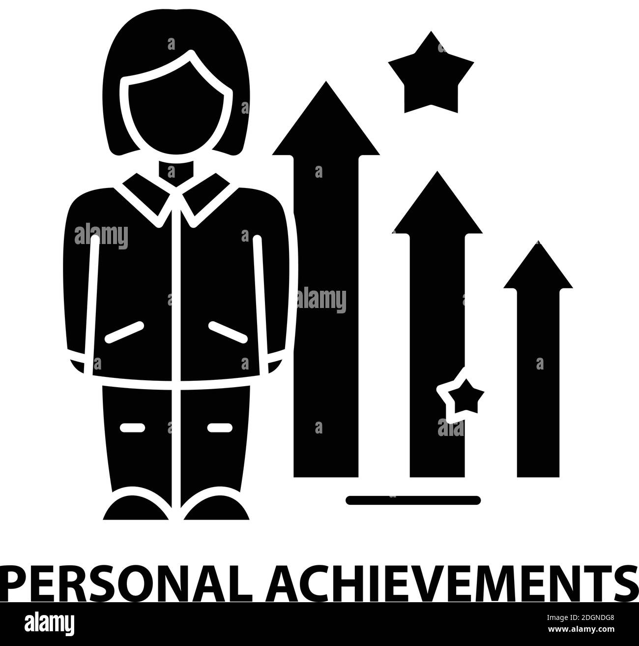 personal achievements icon, black vector sign with editable strokes, concept illustration Stock Vector