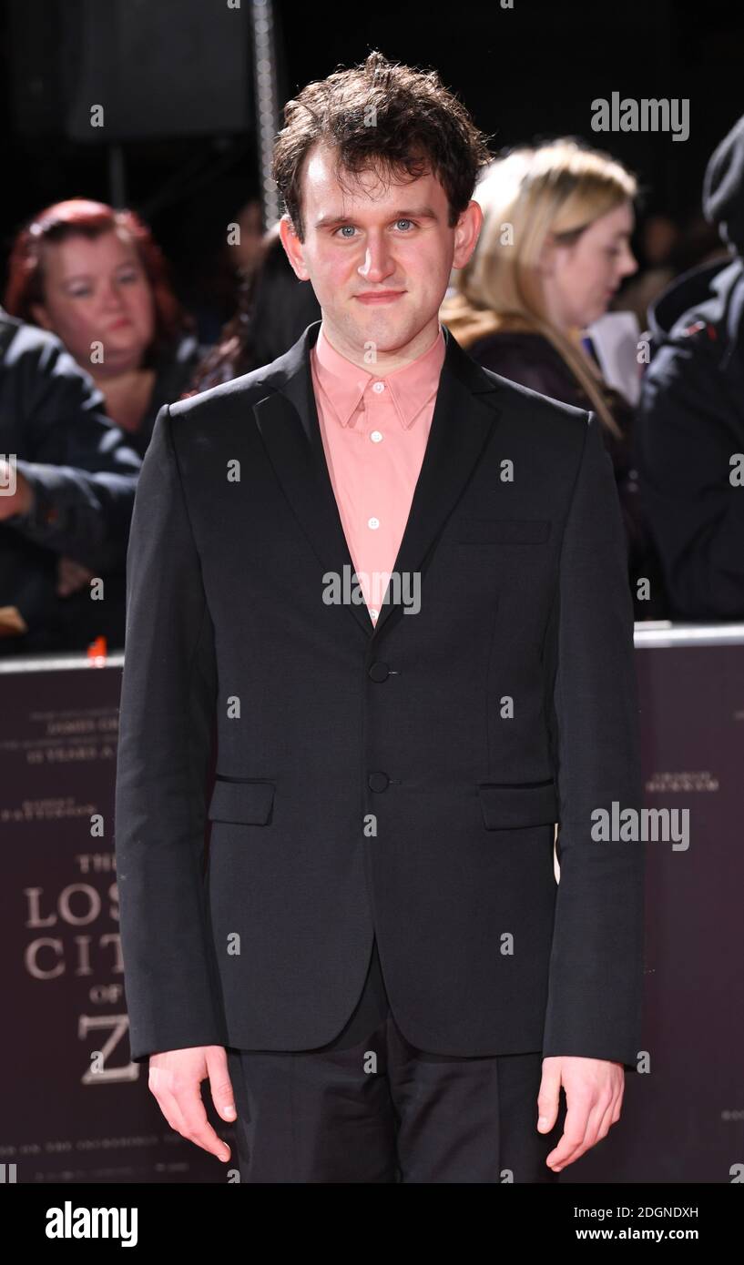 Harry Melling arriving at the UK Premiere of Lost City of Z, The British Museim, London.  Stock Photo