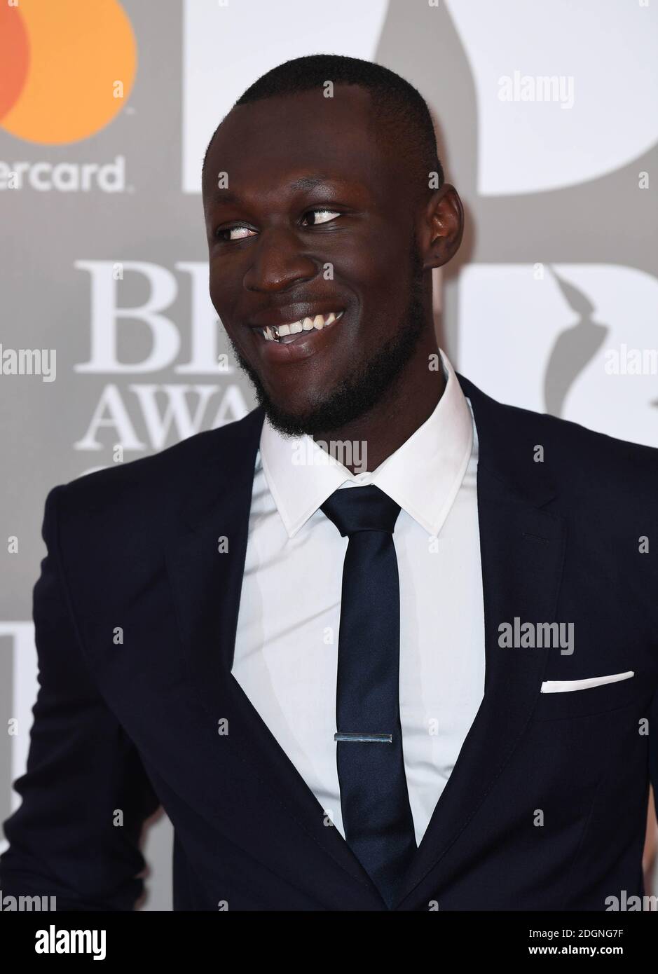 Stormzy attending the BRIT Awards 2017, held at The O2 Arena, in London.  Picture date Tuesday February 22, 2017. Picture credit should read Doug Peters/ EMPICS Entertainment. Editorial Use Only - No Merchandise. Stock Photo